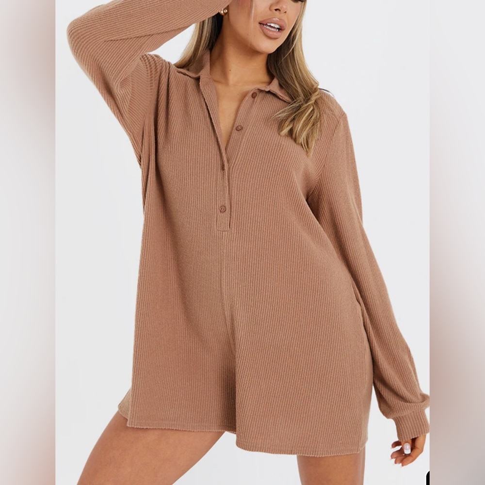 Brushed Rib Oversized Romper